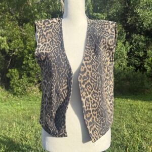Unbranded Leopard Print Vest Women Medium Brown Black Excellent Chic Waistcoat